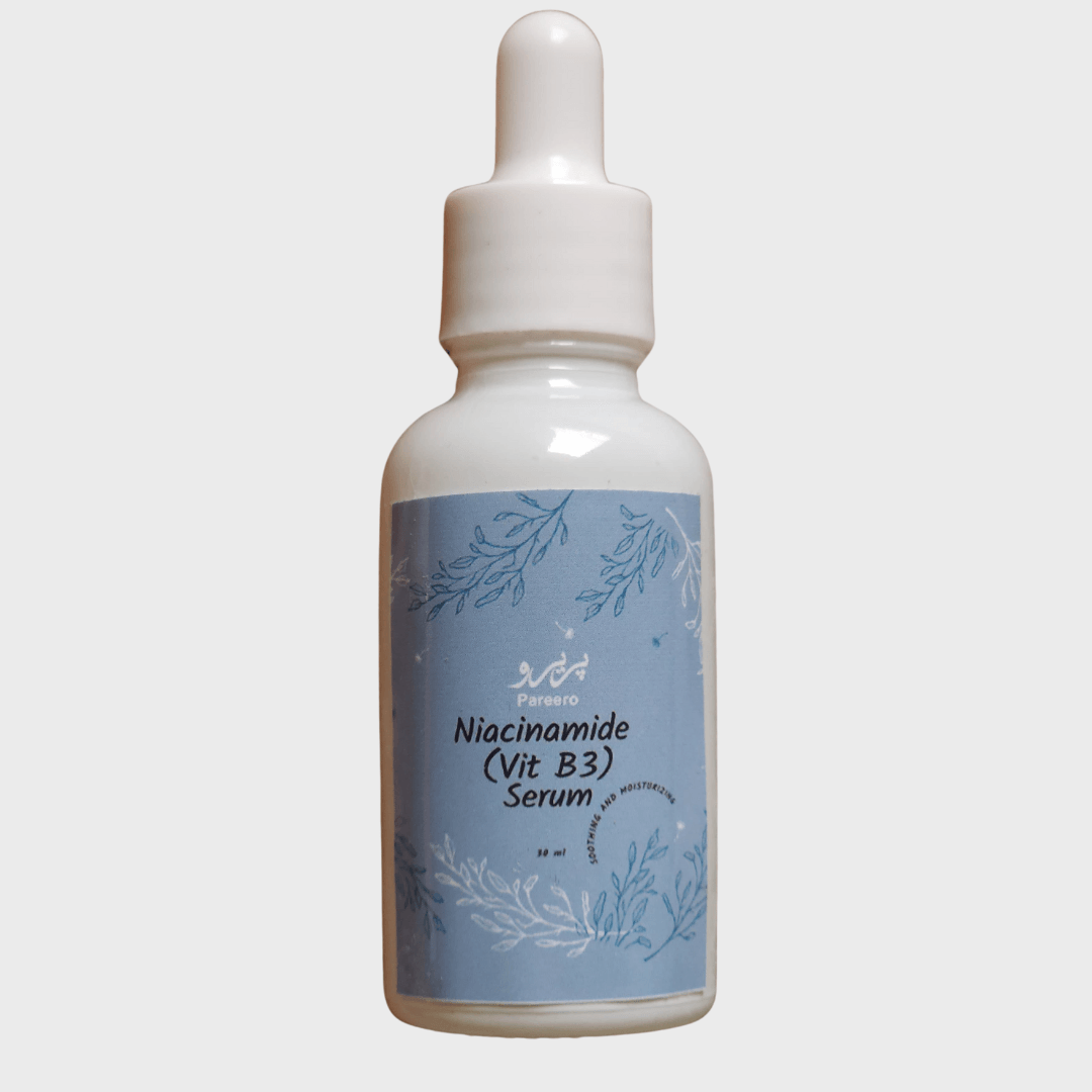 Pareero Niacinamide Hyaluronic Moisturizing Serum — Brightening and hydrating face serum with Niacinamide, Hyaluronic Acid, and Vitamin E for smooth, glowing, and even-toned skin — lightweight, organic skincare formula for daily use.