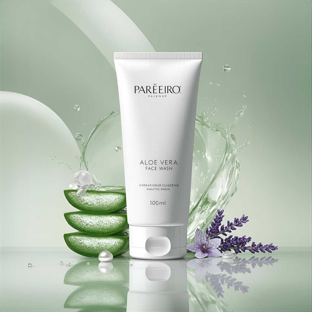 “Pareero Aloe Vera Face Wash – natural cleanser with aloe vera, glycerin, and conditioner for soft, refreshed skin.”