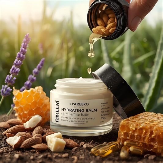 “Hand and foot cream with organic shea butter and beeswax – Pareero Soft Glow Balm for smooth, moisturized skin. Everyday natural moisturizer with aloe vera gel, coconut oil, and vitamin E – Pareero Soft Glow Balm.”