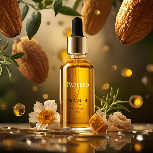 Pareero Argan Oil Cold Pressed 50ml — 100% pure and organic oil for deeply moisturizing and nourishing skin and hair, reducing dryness and fine lines, promoting healthy, radiant skin, strengthening hair, and enhancing natural glow. Premium cold-pressed formula ideal for daily skincare, haircare, and body care.