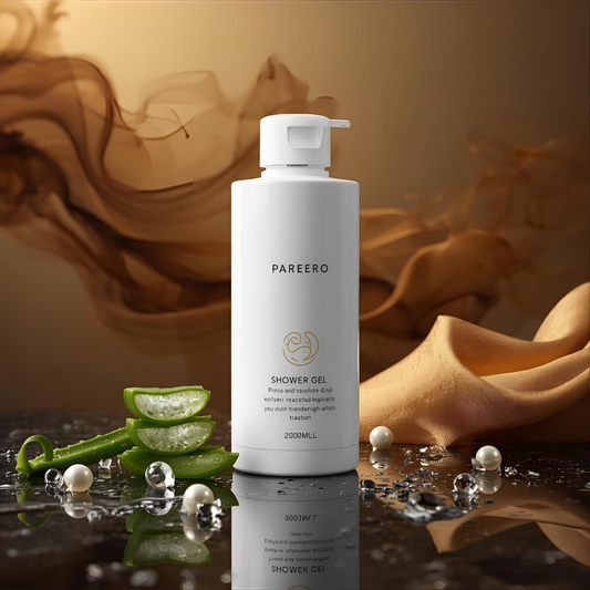 “Pareero Oud Shower Gel 200ml – premium body wash with aloe vera, glycerin, conditioner, and oud fragrance for soft, nourished skin.”