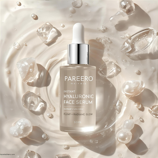 Pareero Hyaluronic Moisturizing Serum — Deep hydration and skin-plumping face serum with Hyaluronic Acid, Vitamin E, and Glycerin for glowing, youthful, and hydrated skin — organic, lightweight, and non-greasy skincare formula.