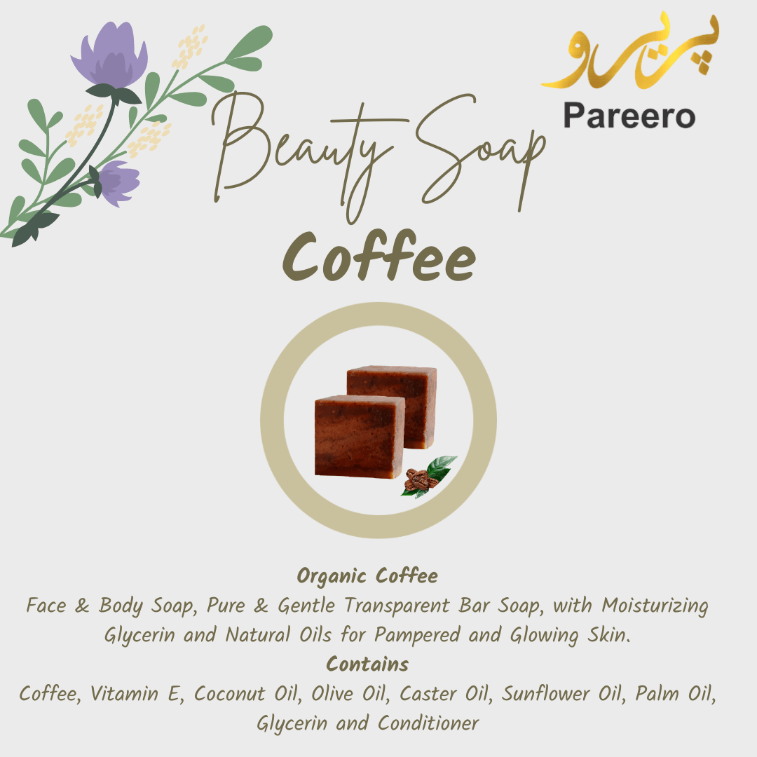 Pareero exfoliating coffee soap bar with natural caffeine scrub