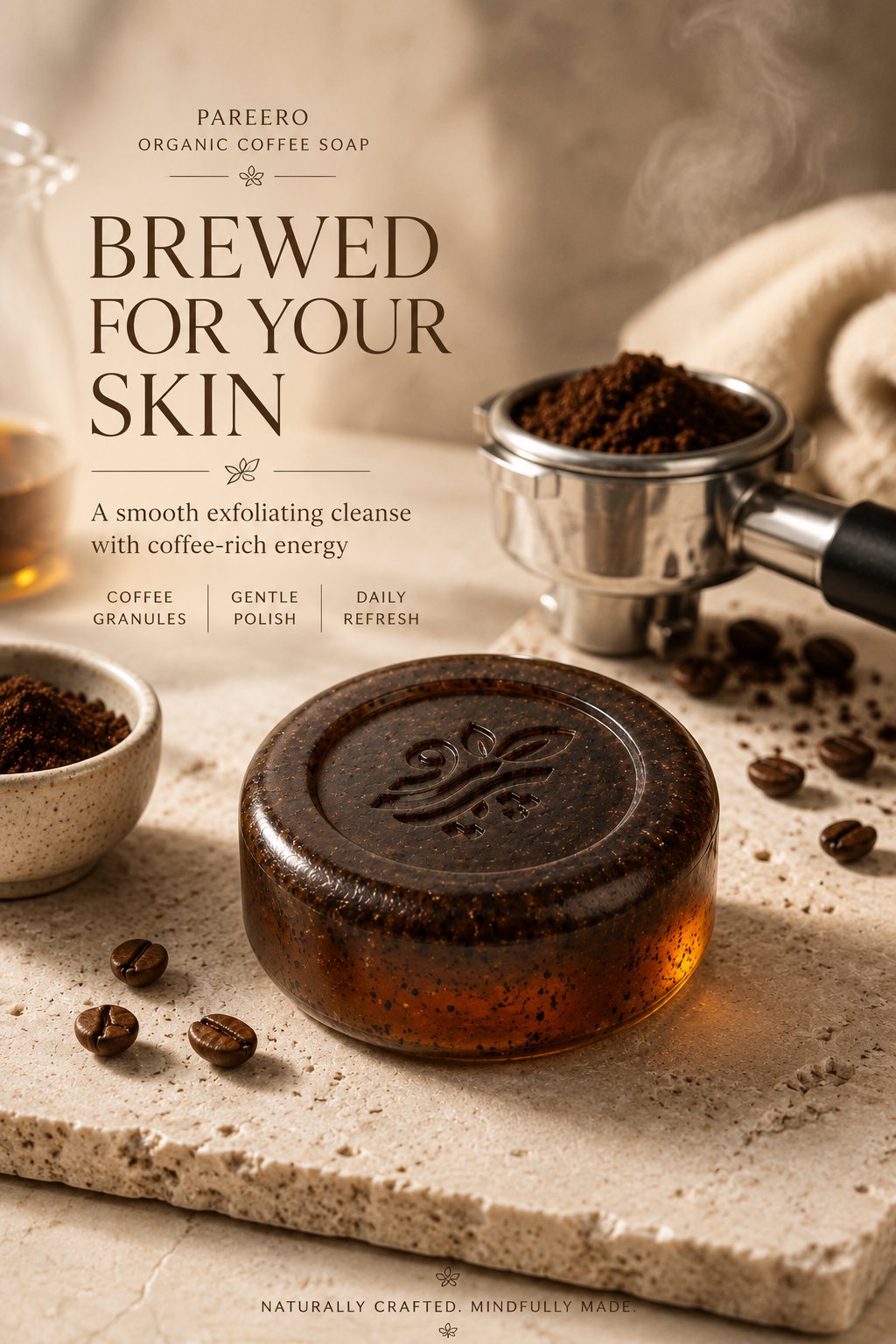 "Pareero Coffee Soap for gentle exfoliation"