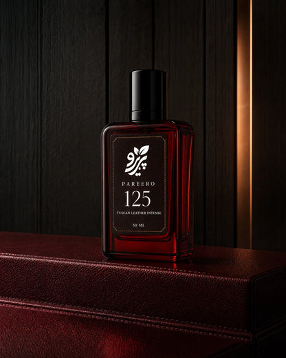 Pareero 125 fragrance inspired by Tom Ford Tuscan Leather with a rich leather woody scent for men and women
