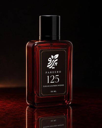 Pareero 125 fragrance inspired by Tom Ford Tuscan Leather with a rich leather woody scent for men and women