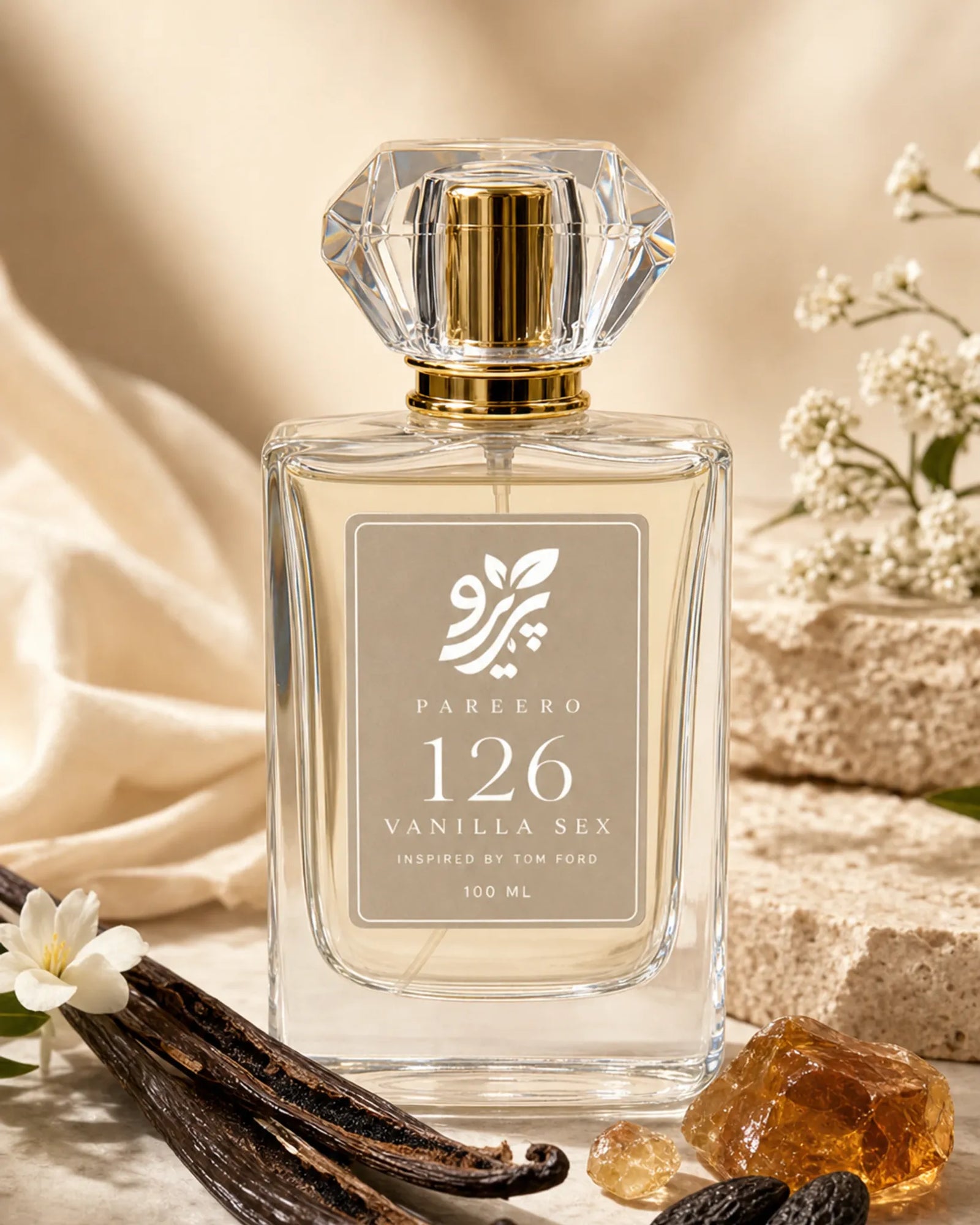 Pareero 126 inspired by Vanilla Sex fragrance image with creamy vanilla, tonka bean, amber, and soft floral notes
