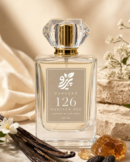 Pareero 126 inspired by Vanilla Sex fragrance image with creamy vanilla, tonka bean, amber, and soft floral notes