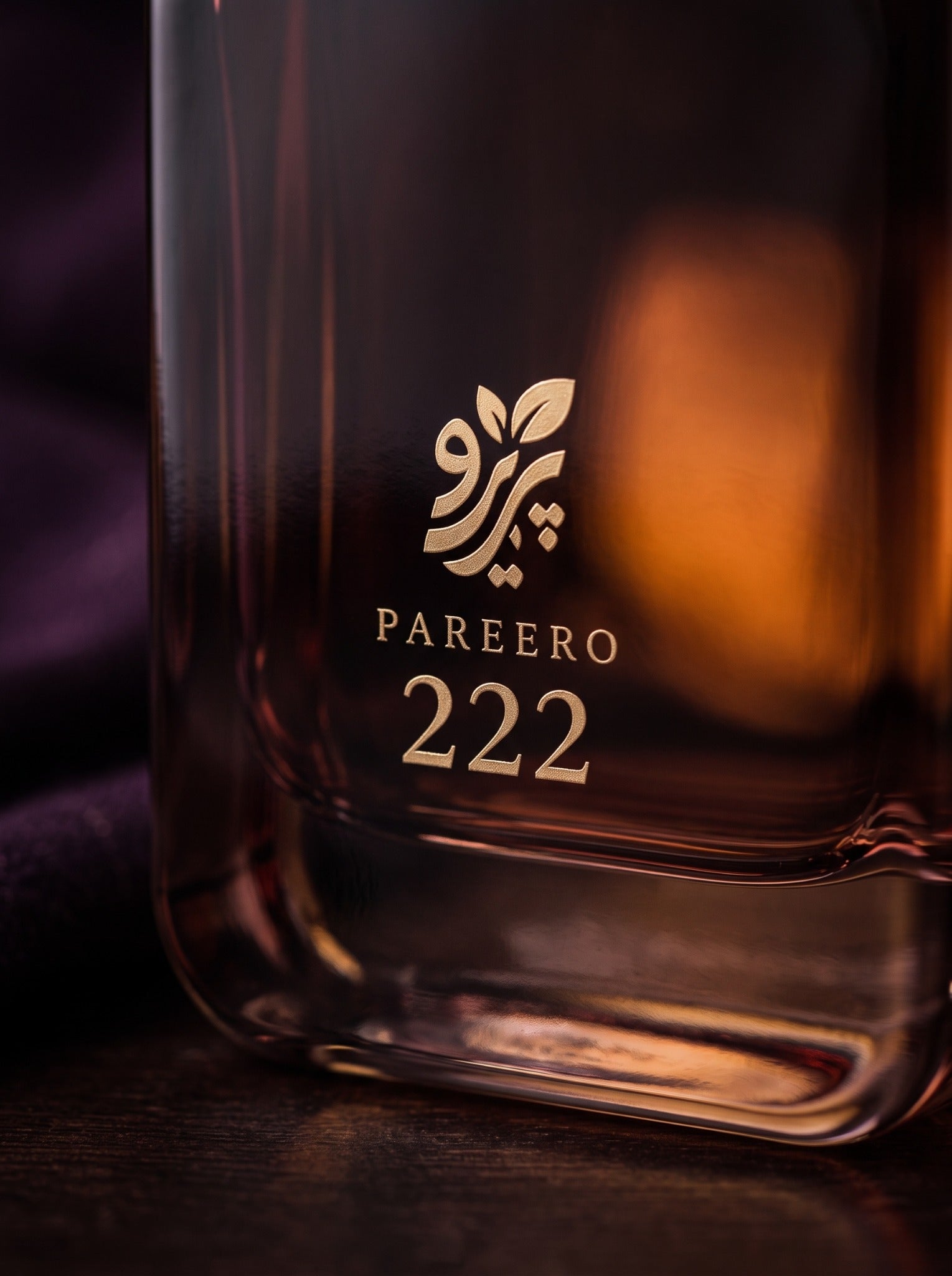 Pareero 222 inspired by Roja Danger macro logo and deep burgundy glass craftsmanship detail