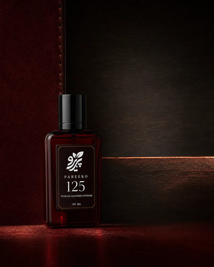 Pareero 125 fragrance inspired by Tom Ford Tuscan Leather with a rich leather woody scent for men and women