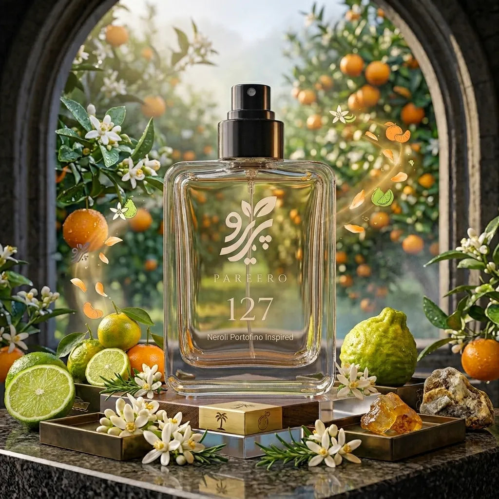 Pareero 127 Neroli Portofino inspired perfume packaging