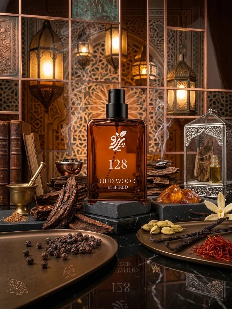 128 Oud Wood inspired perfume oud sandalwood cardamom fragrance notes