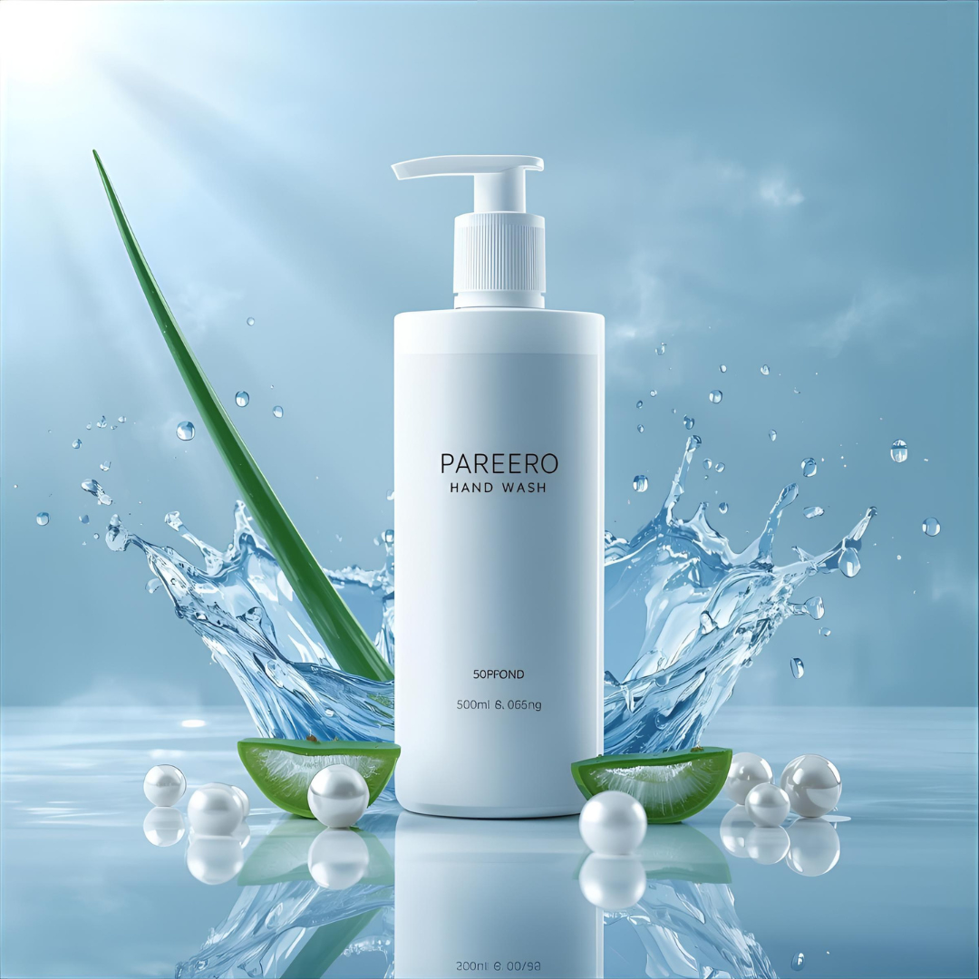 “Pareero Hand Wash 500ml – premium liquid soap with aloe vera, glycerin, and conditioner for soft, clean, and refreshed hands.”