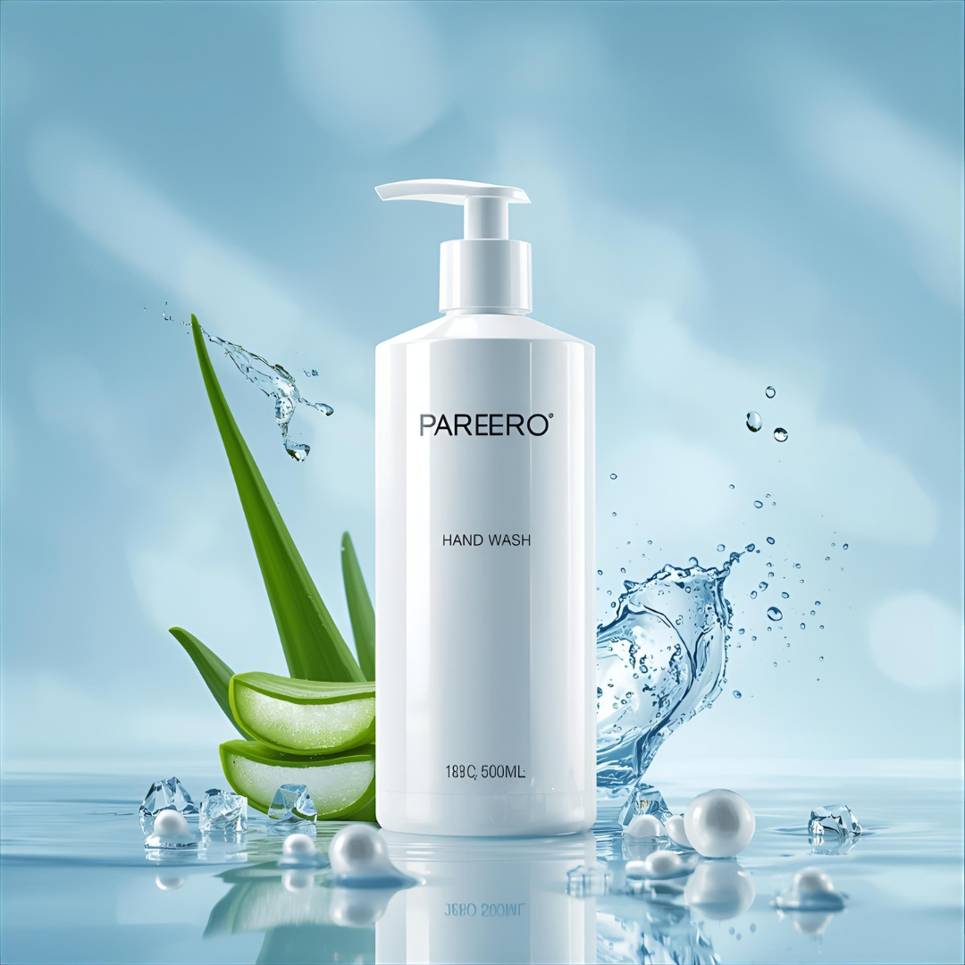 “Pareero Hand Wash 500ml – premium liquid soap with aloe vera, glycerin, and conditioner for soft, clean, and refreshed hands.”