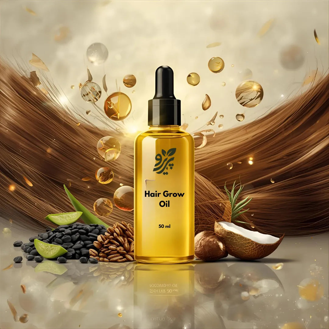 Pareero Organic Hair Oil with black seed oil, argan oil, castor oil, jojoba oil, aloe vera oil, and vitamin E – natural hair growth and nourishment.
