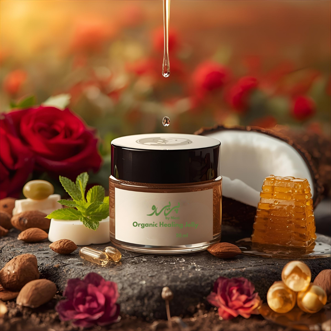 “Pareero Organic Cracked Heel Balm with beeswax, shea butter, coconut oil, almond oil, olive oil, tea tree, neem, peppermint, and vitamin E – intensive repair for dry, cracked heels.”