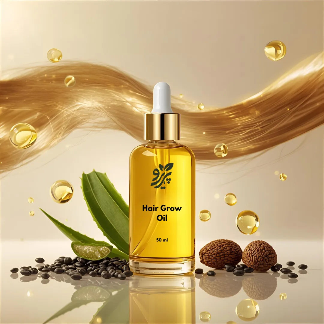 Pareero Organic Hair Oil with black seed oil, argan oil, castor oil, jojoba oil, aloe vera oil, and vitamin E – natural hair growth and nourishment.