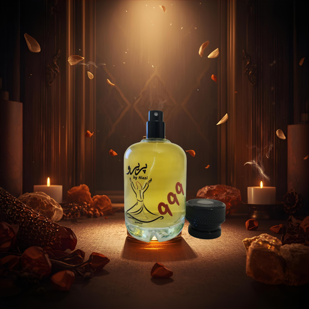 "Pareero Oud Qadim luxury oriental perfume with agarwood, amber, vanilla, patchouli, and incense notes, high-end niche fragrance bottle."