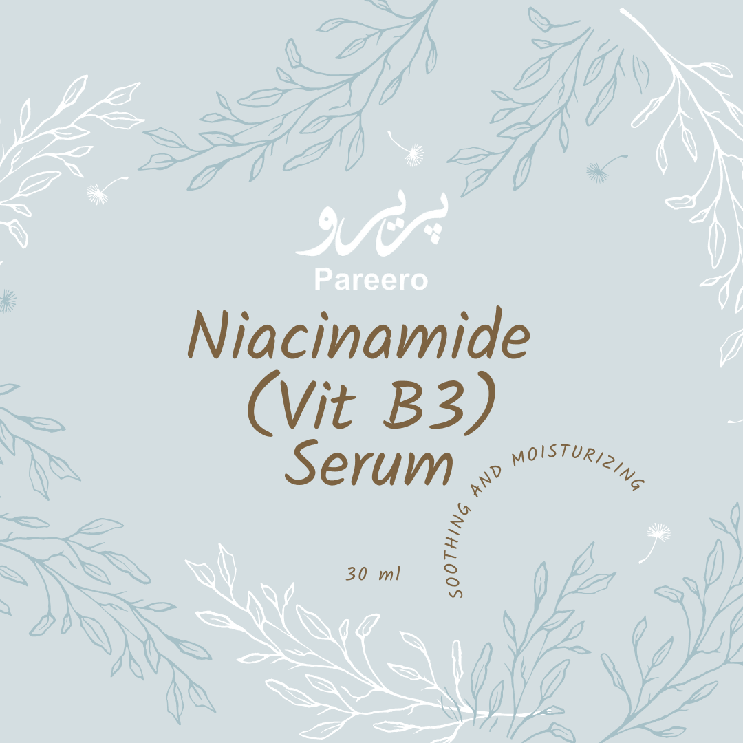 Pareero Niacinamide Hyaluronic Moisturizing Serum — Brightening and hydrating face serum with Niacinamide, Hyaluronic Acid, and Vitamin E for smooth, glowing, and even-toned skin — lightweight, organic skincare formula for daily use.