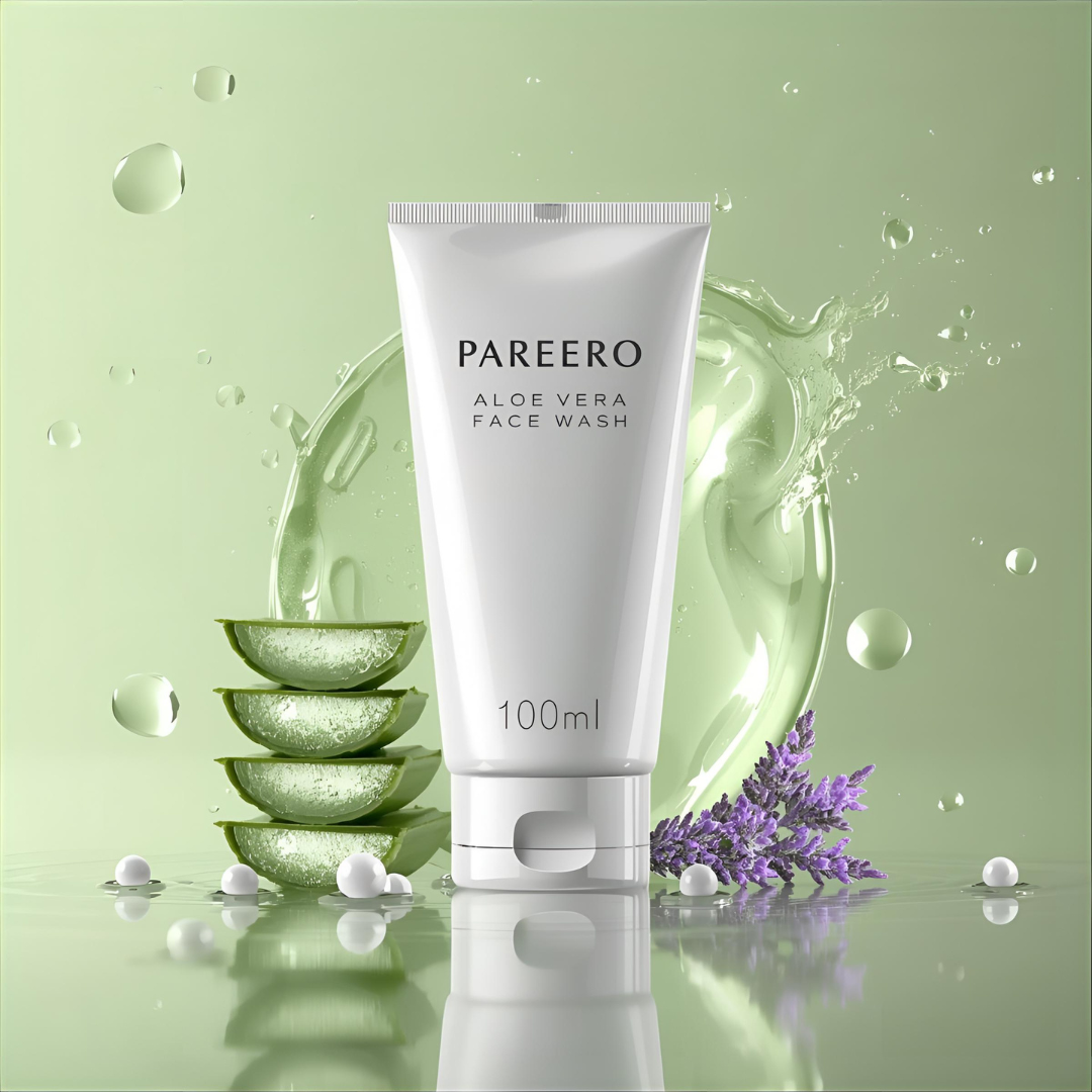 “Pareero Aloe Vera Face Wash – natural cleanser with aloe vera, glycerin, and conditioner for soft, refreshed skin.”
