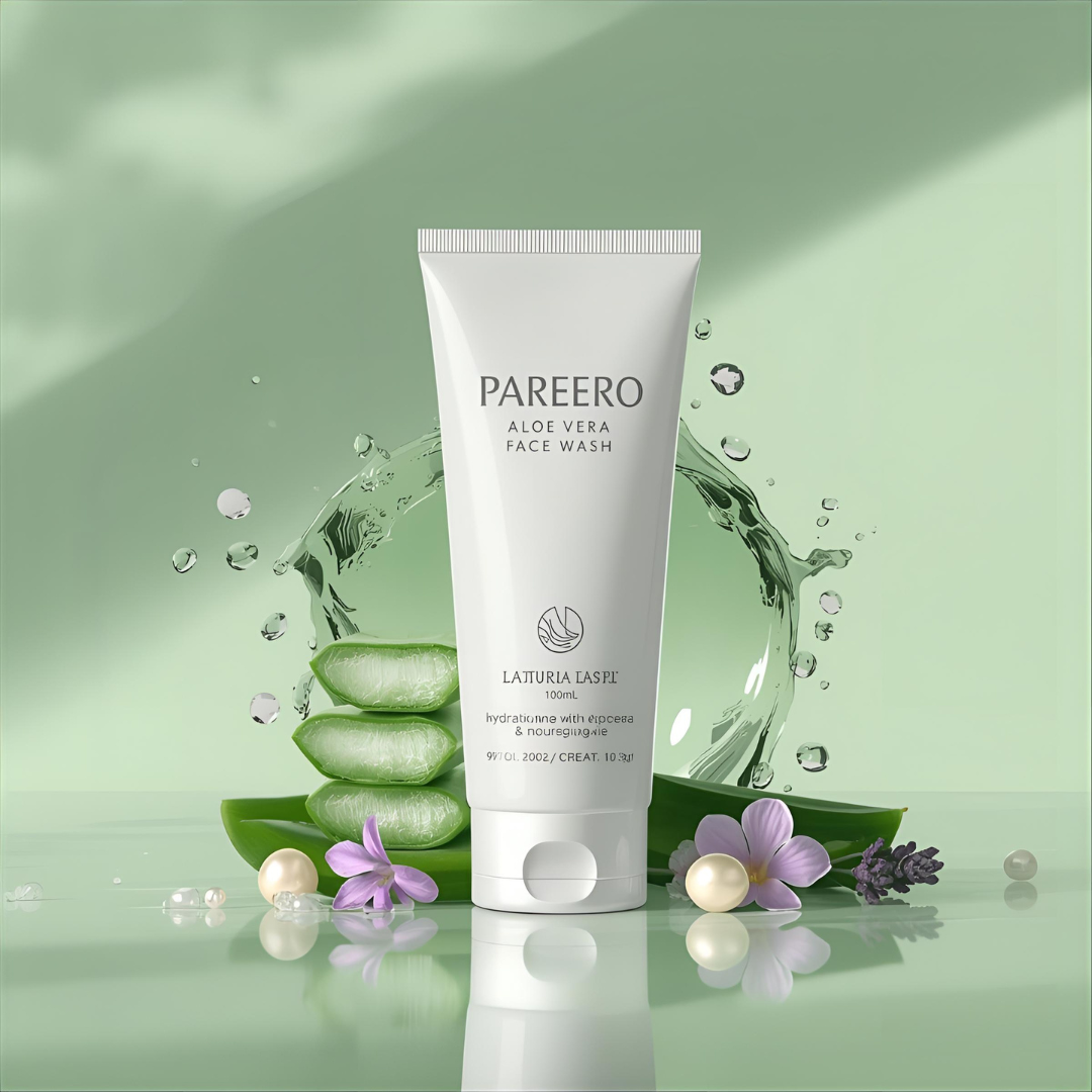 “Pareero Aloe Vera Face Wash – natural cleanser with aloe vera, glycerin, and conditioner for soft, refreshed skin.”