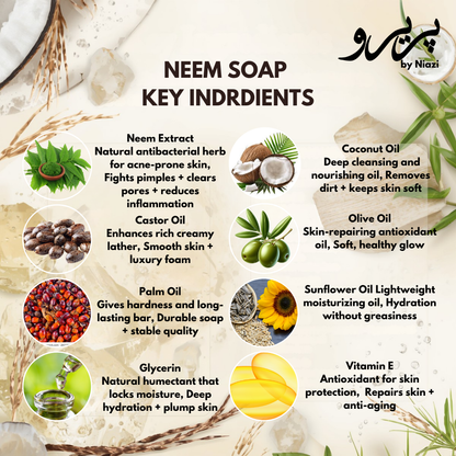 “Pareero Premium Neem Soap – organic antibacterial herbal soap with neem oil”