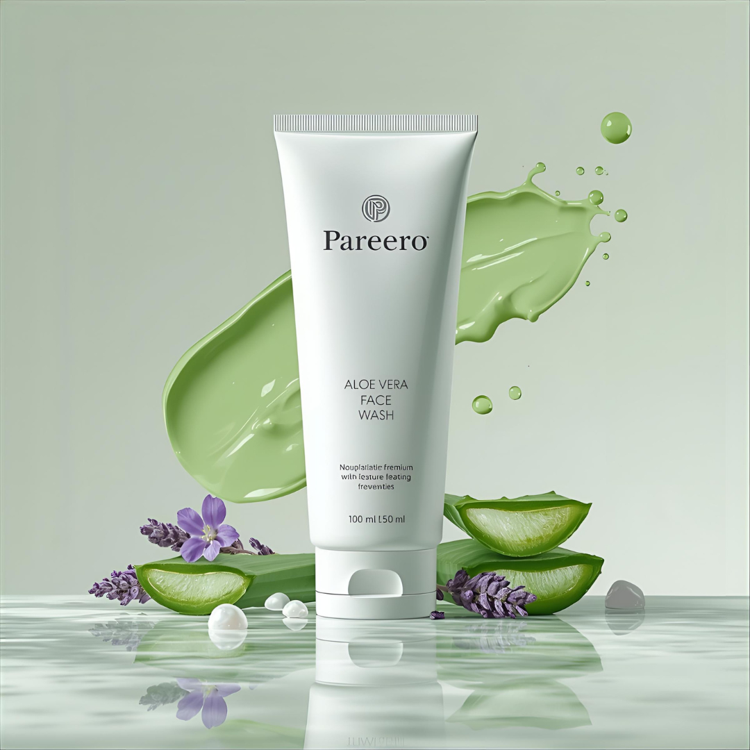 “Pareero Aloe Vera Face Wash – natural cleanser with aloe vera, glycerin, and conditioner for soft, refreshed skin.”