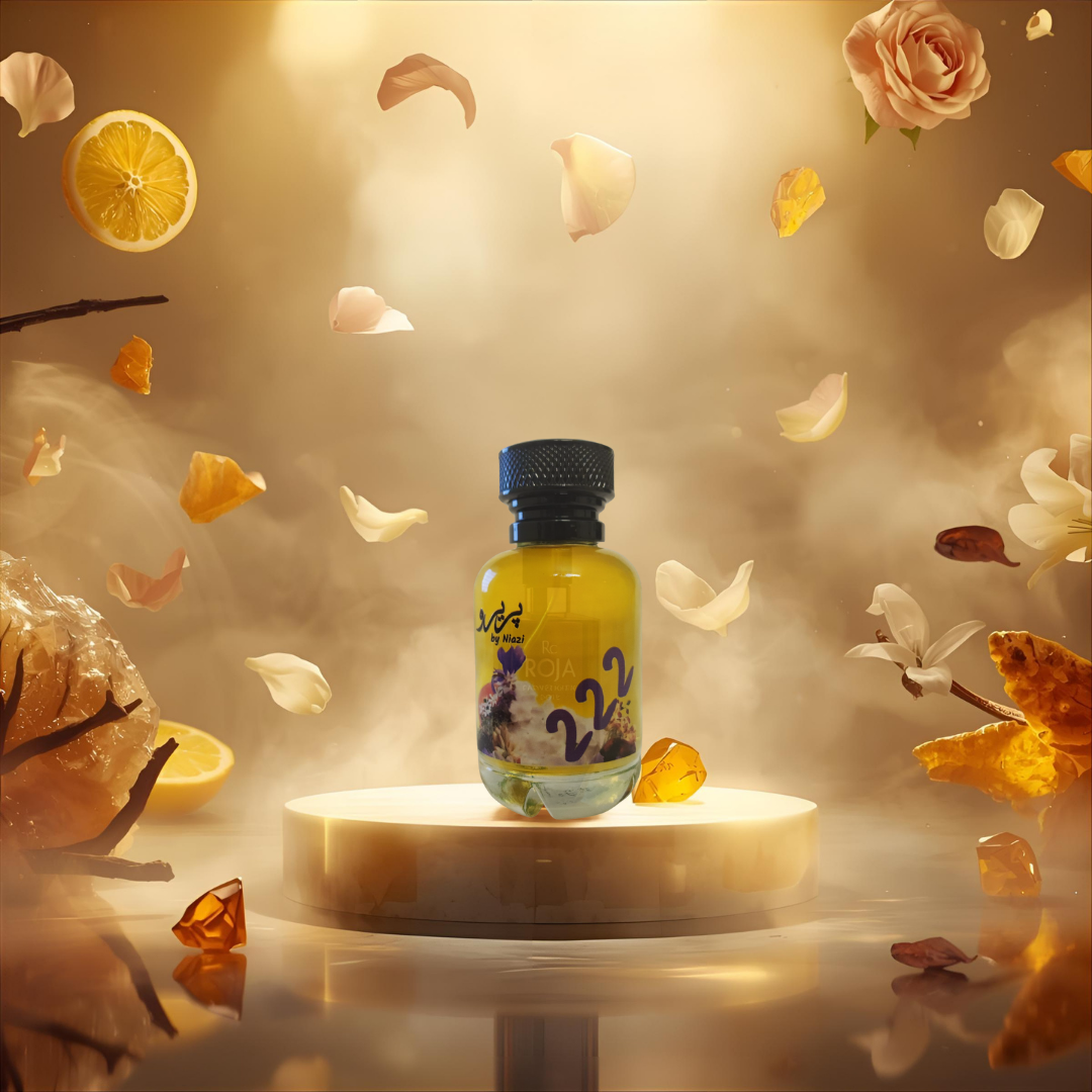 "Pareero Roja Danger Dove-inspired perfume with citrus, floral, amber, vanilla, and woody notes, premium feminine fragrance bottle."