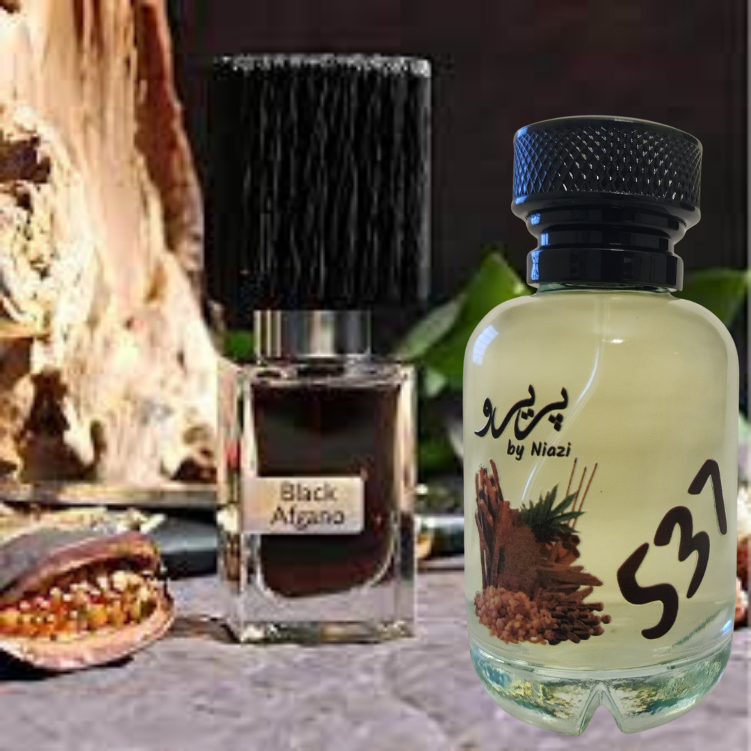 Pareero Black Afgano inspired fragrance with dark smoky woody notes