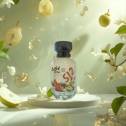 "Pareero Silver Creed-inspired masculine perfume with citrus, green apple, jasmine, neroli, woody, musk, and amber notes, luxury fragrance bottle."