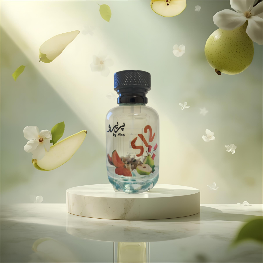 "Pareero Silver Creed-inspired masculine perfume with citrus, green apple, jasmine, neroli, woody, musk, and amber notes, luxury fragrance bottle."