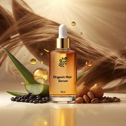 Pareero Organic Hair Serum with argan oil, jojoba oil, castor oil, black seed oil, aloe vera, and vitamin E – natural shine and hair growth treatment.