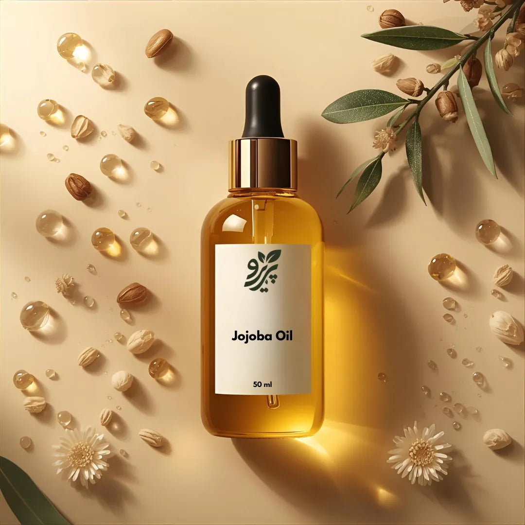 Pareero Jojoba Oil Cold Pressed 50ml — 100% pure, organic skincare oil for deep hydration, nourishing dry skin, strengthening hair, reducing fine lines, and promoting healthy, glowing skin. Premium cold-pressed formula for daily skincare and haircare routines.