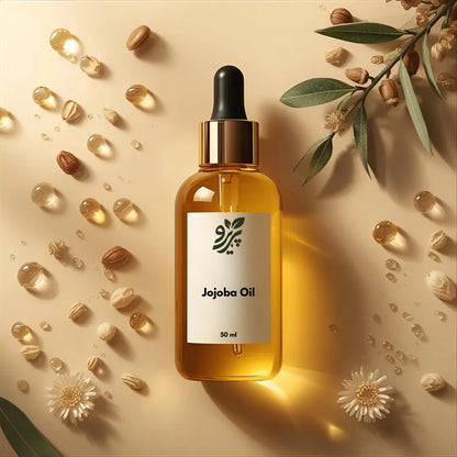 Pareero Jojoba Oil Cold Pressed 50ml — 100% pure, organic skincare oil for deep hydration, nourishing dry skin, strengthening hair, reducing fine lines, and promoting healthy, glowing skin. Premium cold-pressed formula for daily skincare and haircare routines.