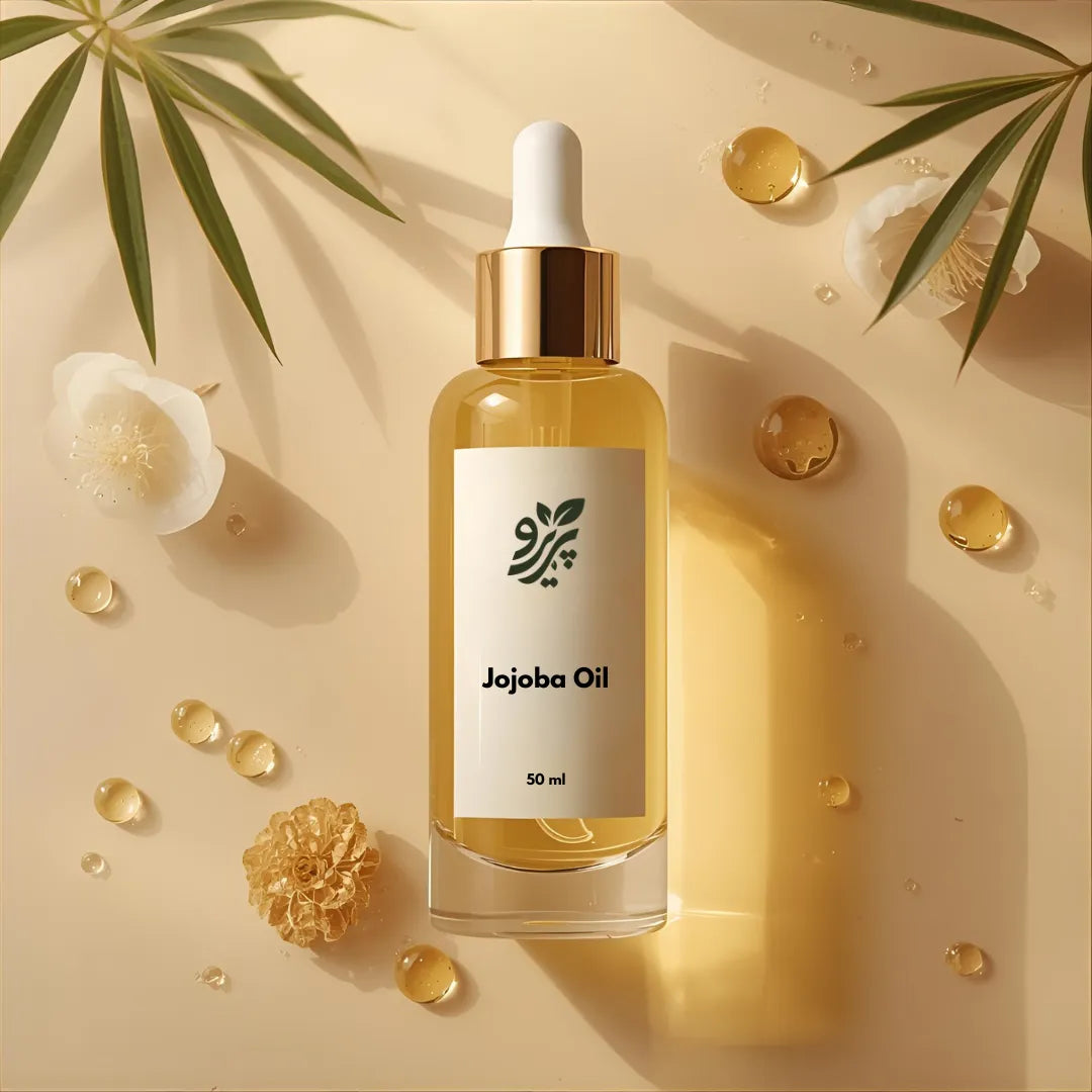 Pareero Jojoba Oil Cold Pressed 50ml — 100% pure, organic skincare oil for deep hydration, nourishing dry skin, strengthening hair, reducing fine lines, and promoting healthy, glowing skin. Premium cold-pressed formula for daily skincare and haircare routines.