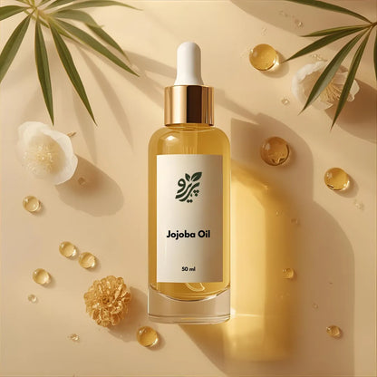 Pareero Jojoba Oil Cold Pressed 50ml — 100% pure, organic skincare oil for deep hydration, nourishing dry skin, strengthening hair, reducing fine lines, and promoting healthy, glowing skin. Premium cold-pressed formula for daily skincare and haircare routines.