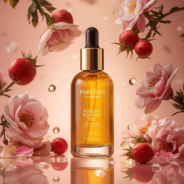 areero Rosehip Oil Cold Pressed 50ml — 100% pure and organic facial oil rich in vitamins A and C for brightening, hydrating, and rejuvenating skin. Helps fade scars, reduce wrinkles, even skin tone, and promote a healthy, youthful glow. Premium cold-pressed formula ideal for skincare, haircare, and body care.