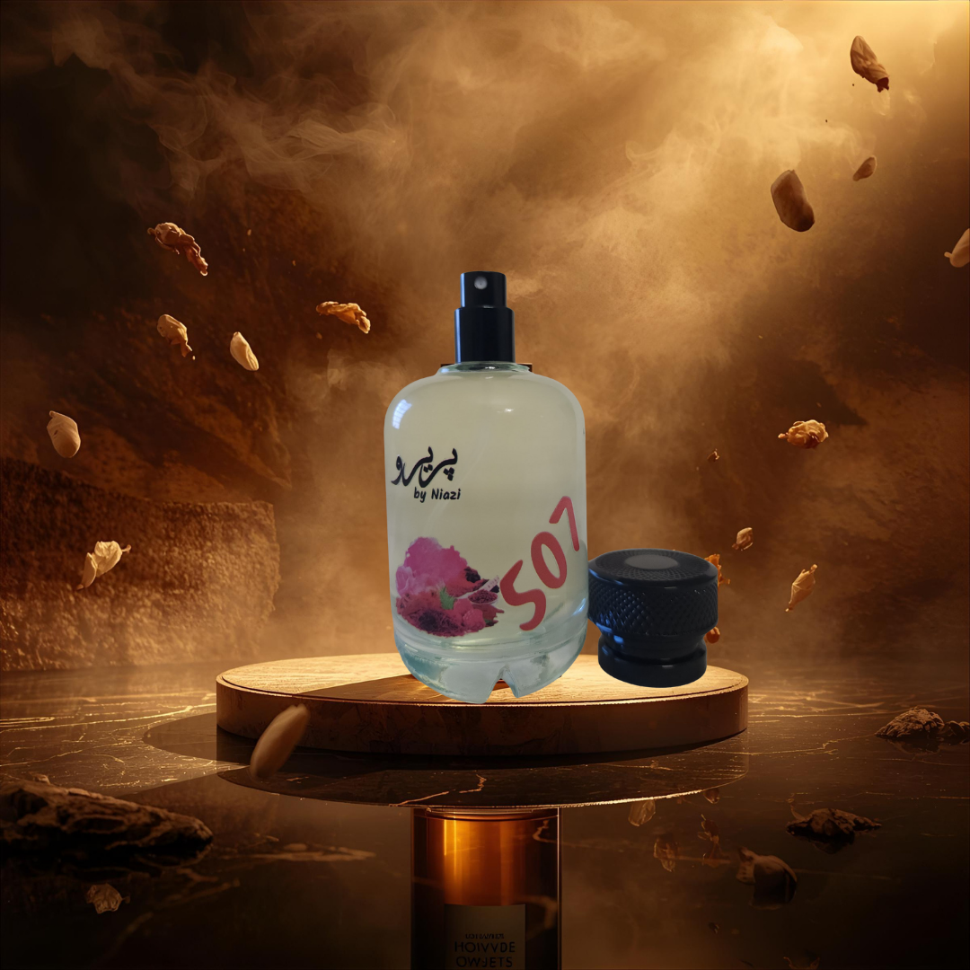 "Pareero Ombre Nomade-inspired luxury perfume with oud, rose, orange blossom, amber, and leather notes, premium oriental fragrance bottle."