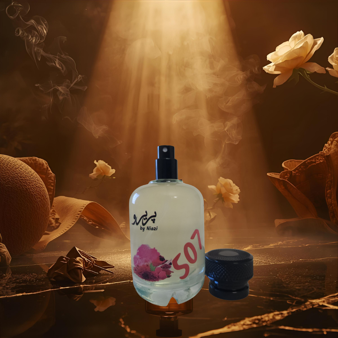 "Pareero Ombre Nomade-inspired luxury perfume with oud, rose, orange blossom, amber, and leather notes, premium oriental fragrance bottle."