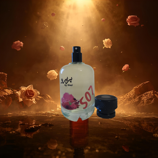 "Pareero Ombre Nomade-inspired luxury perfume with oud, rose, orange blossom, amber, and leather notes, premium oriental fragrance bottle."