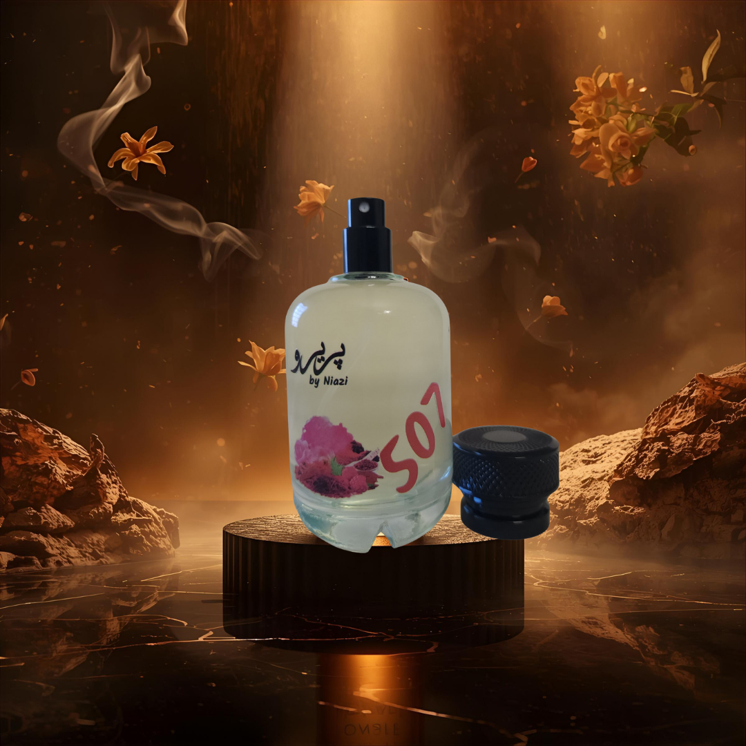 "Pareero Ombre Nomade-inspired luxury perfume with oud, rose, orange blossom, amber, and leather notes, premium oriental fragrance bottle."