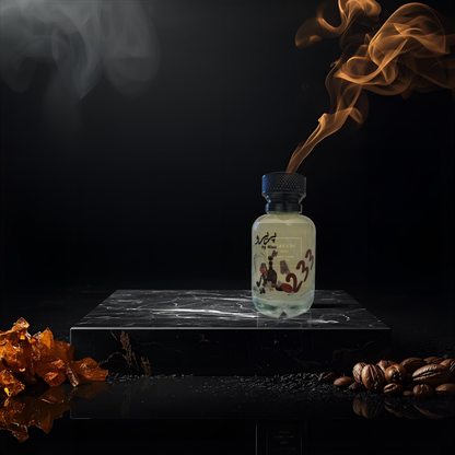 "Pareero 233 premium perfume inspired by Tragedy of George, featuring notes of brandy, amber, leather, tonka bean, and incense, luxury niche fragrance bottle."