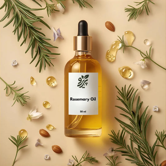 Pareero Rosemary Oil Cold Pressed 50ml — 100% pure and organic oil for hair growth, scalp health, and skin rejuvenation. Stimulates circulation, strengthens roots, reduces dandruff, and promotes thicker, shinier hair. Premium cold-pressed formula ideal for natural haircare, skincare, and body care.