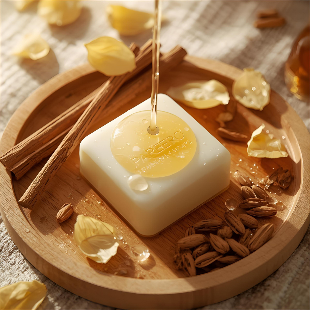 “Pareero Sandalwood Soap – premium aromatic bar with pure sandalwood oil for smooth, radiant skin”