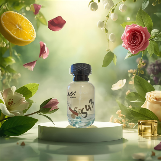 "Pareero Tommy Girl-inspired feminine perfume with citrus, apple, violet, rose, lily of the valley, jasmine, and woody notes, premium fragrance bottle."