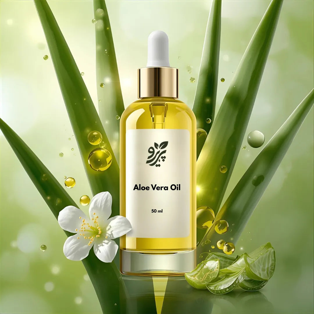 Pareero Aloe Vera Oil Cold Pressed 50ml — 100% pure and organic soothing oil for deep hydration, calming irritated skin, and promoting a natural glow. Helps heal dryness, sunburn, and inflammation while nourishing hair and scalp. Premium cold-pressed formula ideal for skincare, haircare, and body care.