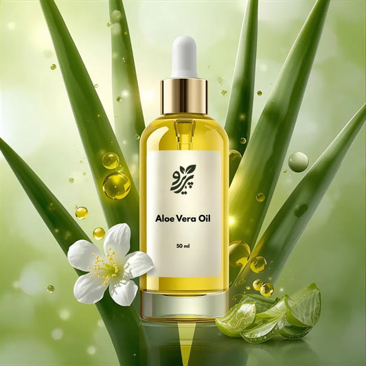 Pareero Aloe Vera Oil Cold Pressed 50ml — 100% pure and organic soothing oil for deep hydration, calming irritated skin, and promoting a natural glow. Helps heal dryness, sunburn, and inflammation while nourishing hair and scalp. Premium cold-pressed formula ideal for skincare, haircare, and body care.