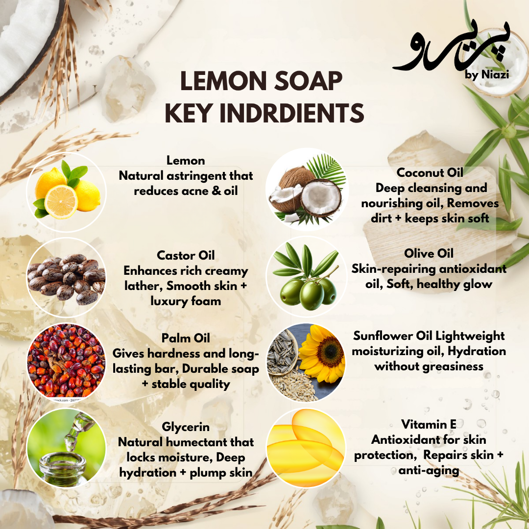 “Pareero Premium Lemon Soap – organic antibacterial herbal soap with Lemon oil”