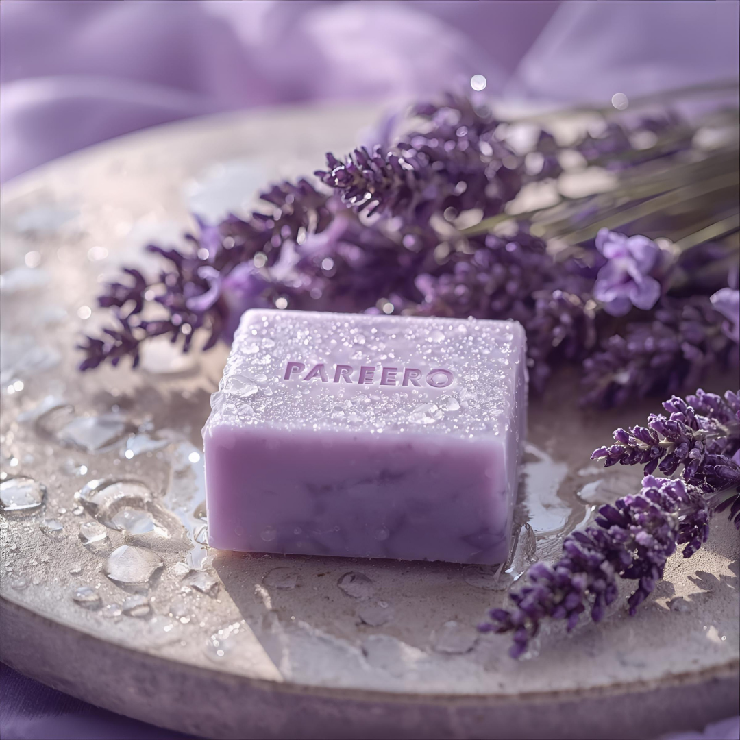 “Pareero Lavender Soap – calming aromatic bar with pure lavender oil for relaxation”