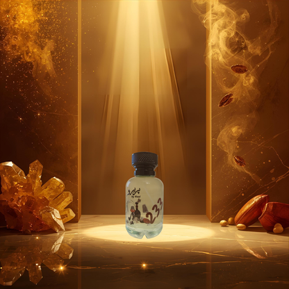 "Pareero 233 premium perfume inspired by Tragedy of George, featuring notes of brandy, amber, leather, tonka bean, and incense, luxury niche fragrance bottle."